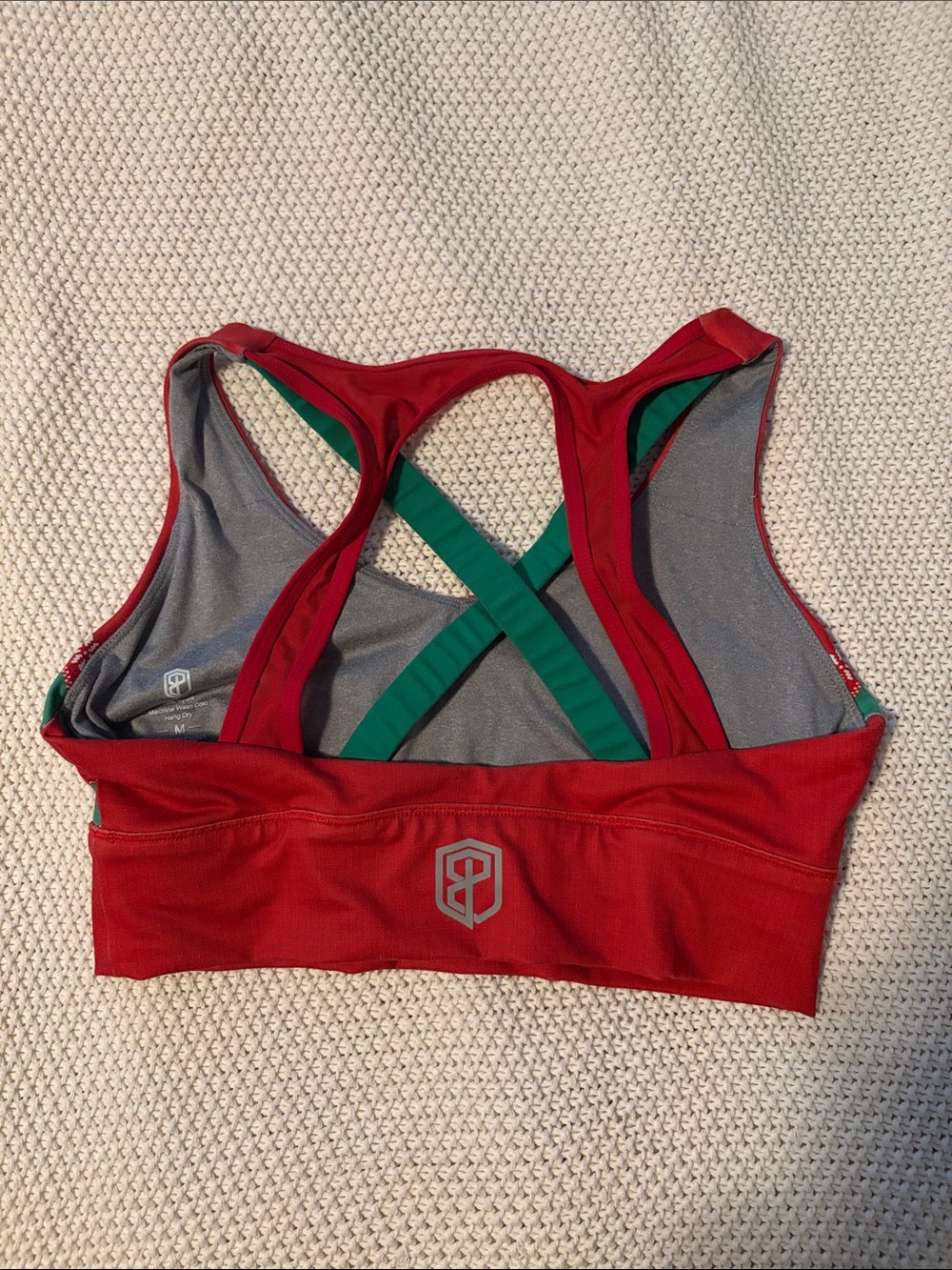 Born Primitive Red and Green Holiday Knit Sports Bra - Picture 2 of 3